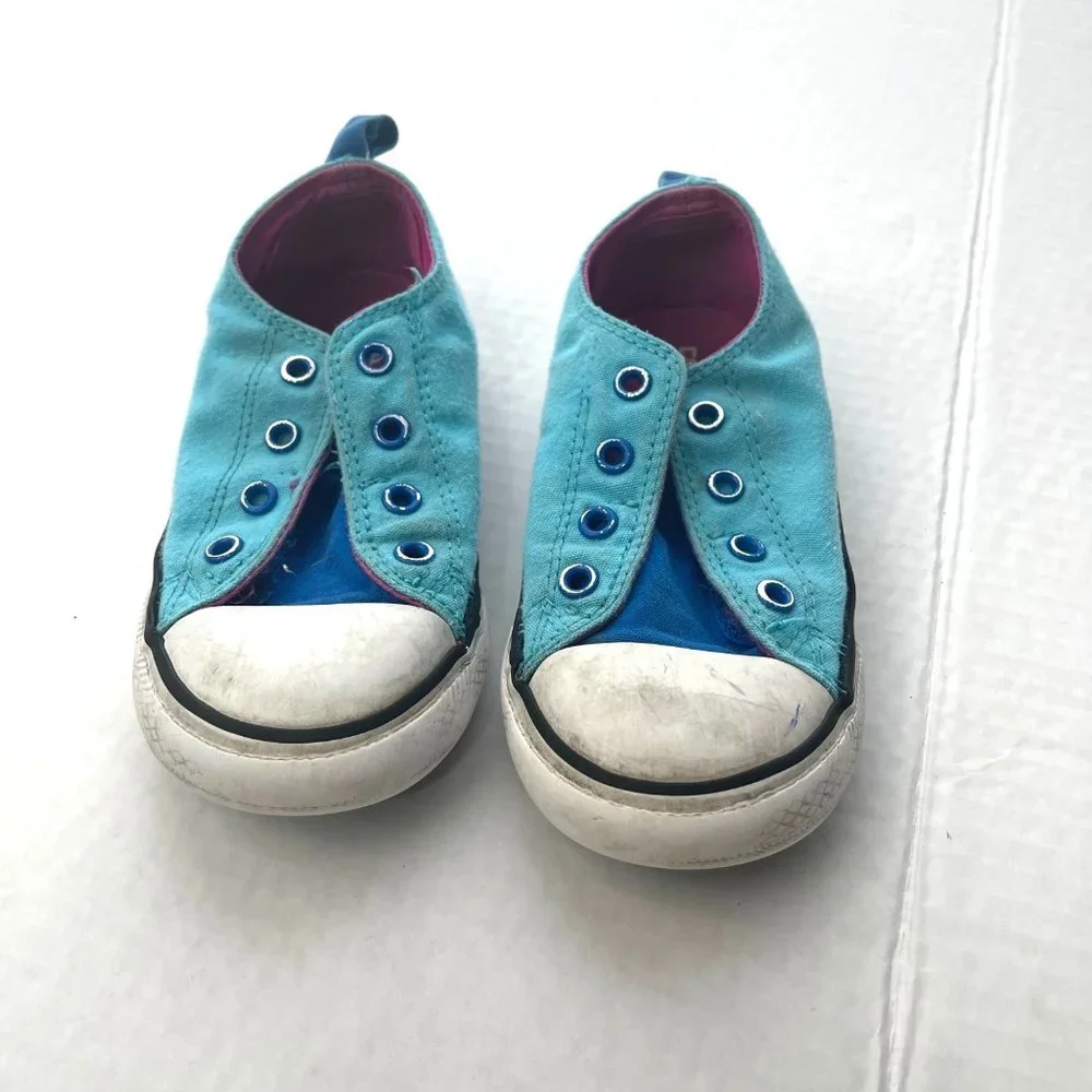 Converse Kids Slip-On Sneakers Teal Blue with White Toe Caps